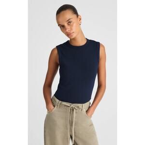 Madewell | NWT 90s Crewneck Tank Midnight Navy Compact Cotton Top | Sz L